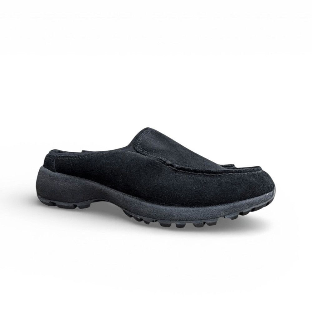 Lands' End Women's Black Suede Slip-On Clogs Mules Shoes Size 8.5 Casual